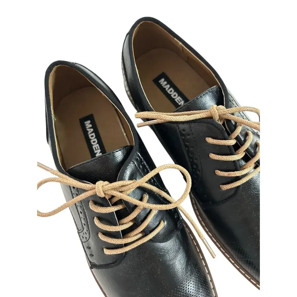 Size 10 Steve Madden Mens‎ Black Oxford Bobby Shoe Lace Up